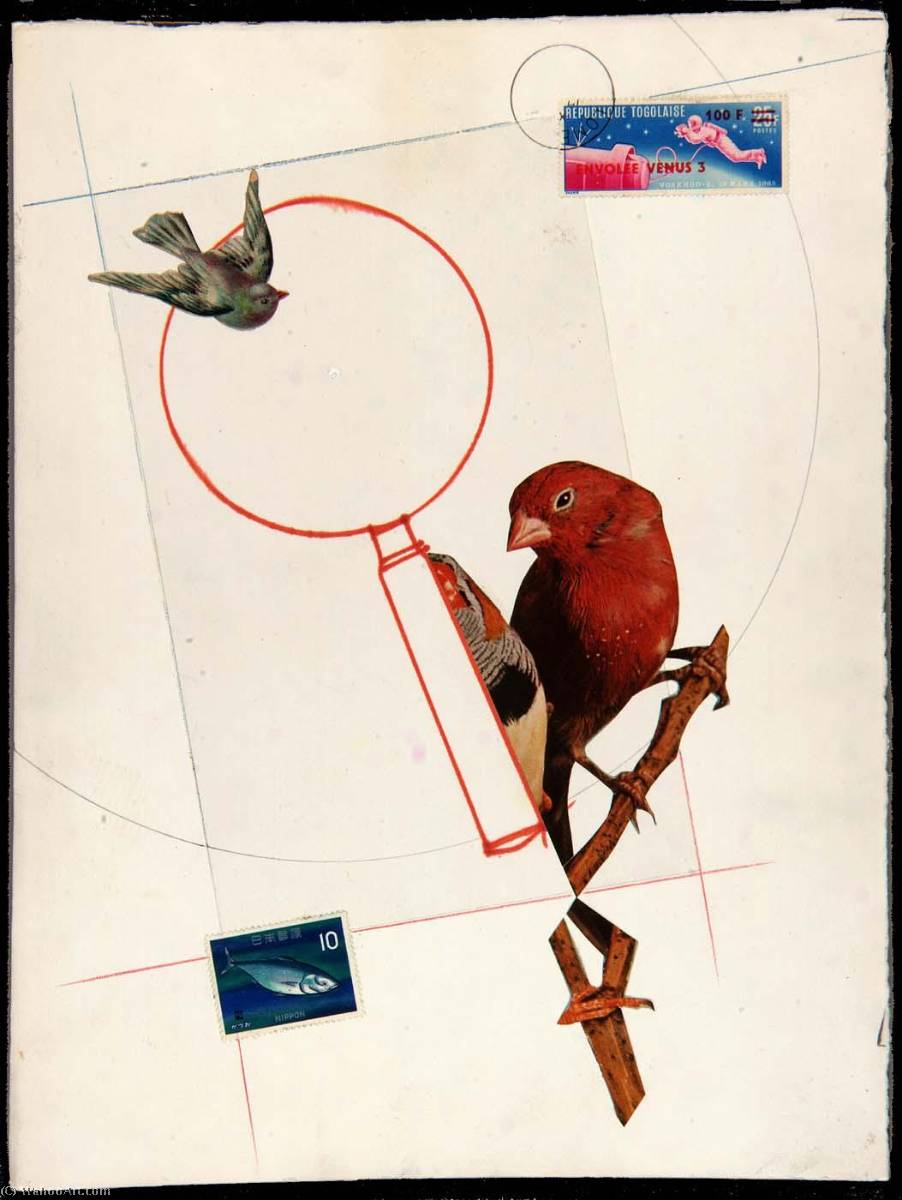 Untitled (red Bird On Branch) — Joseph Cornell
