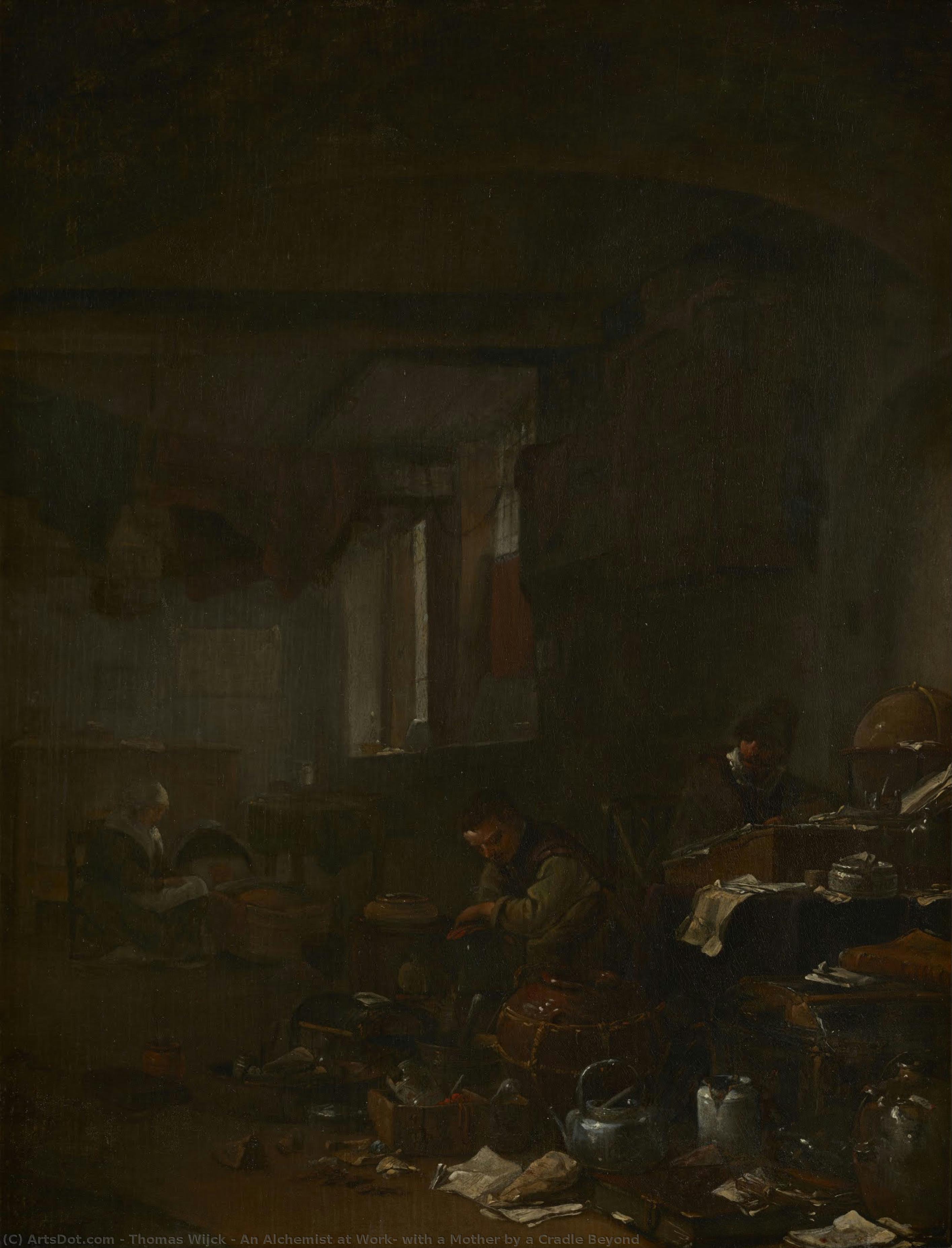 An Alchemist At Work, With A Mother By A Cradle Beyond — Thomas Wyck