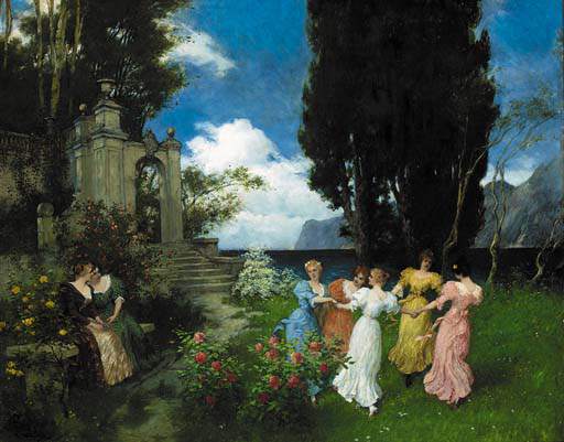 Girls Dancing In A Garden — Ferdinand Leeke