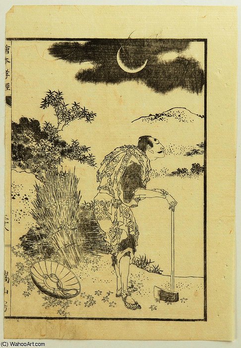 Wood Cutter And The Moon — Katsushika Hokusai