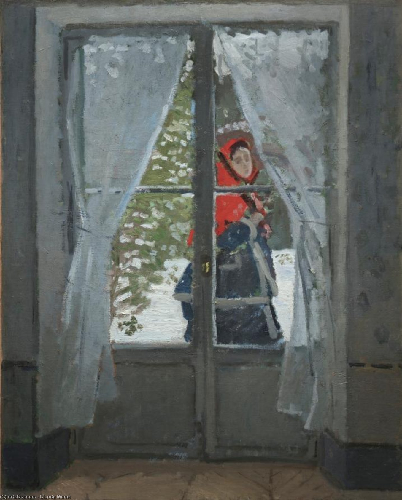 The Red Kerchief. Portrait Of Mrs. Monet — Claude Monet