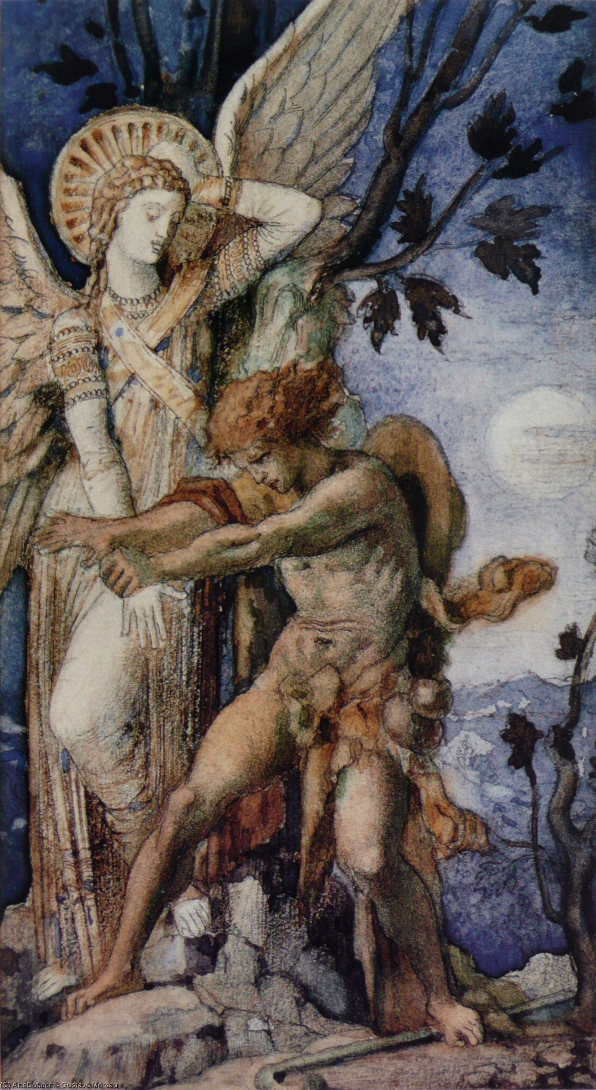 Jacob And The Angel — Gustave Moreau
