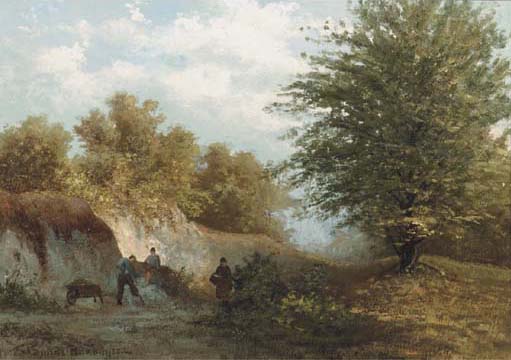 Figures At Work In A Sandpit — Julius Jacobus Van De Sande Bakhuyzen