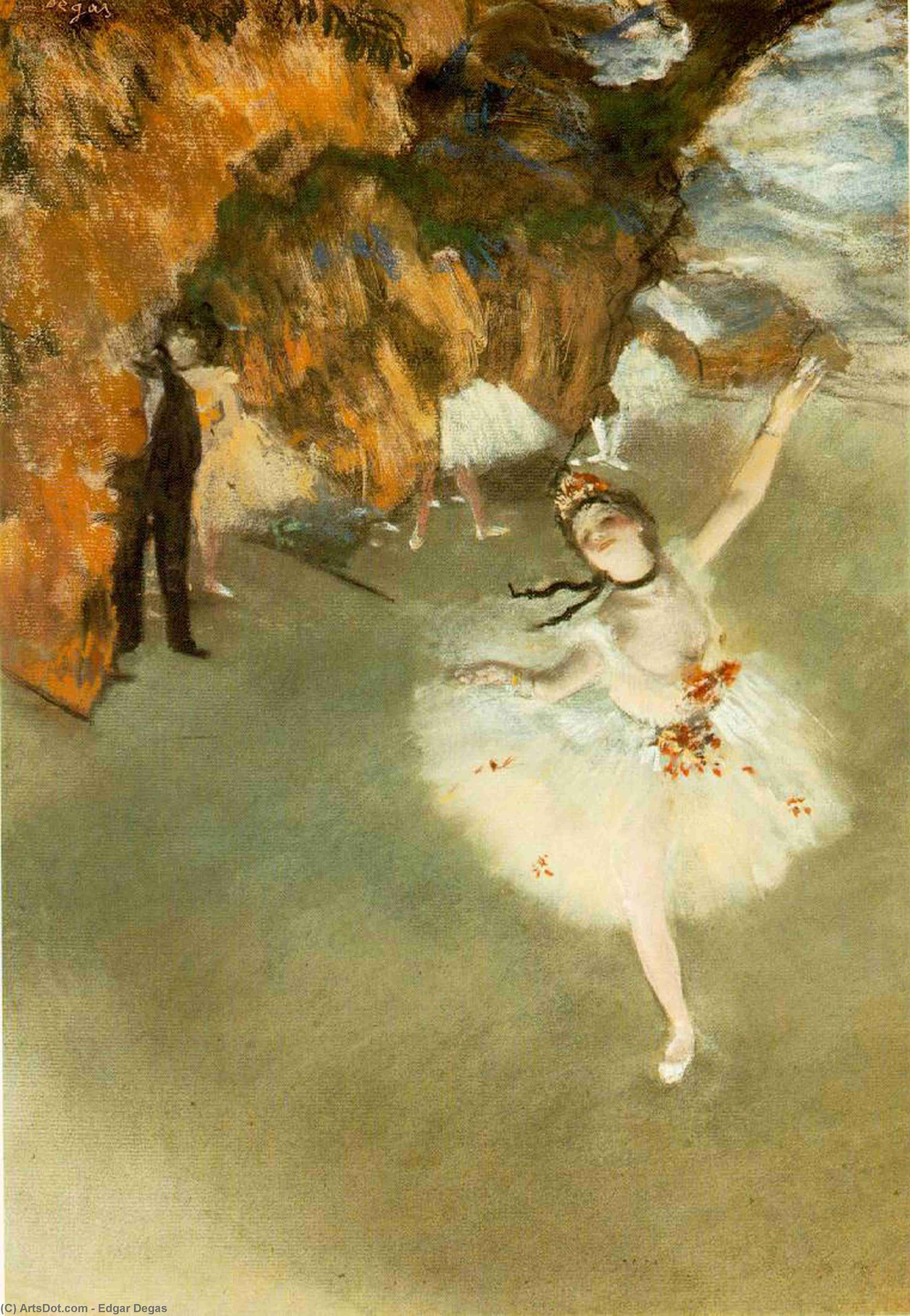 L'etoile Ou La Danseuse Sur La Scène, Pasel On P — Edgar Degas