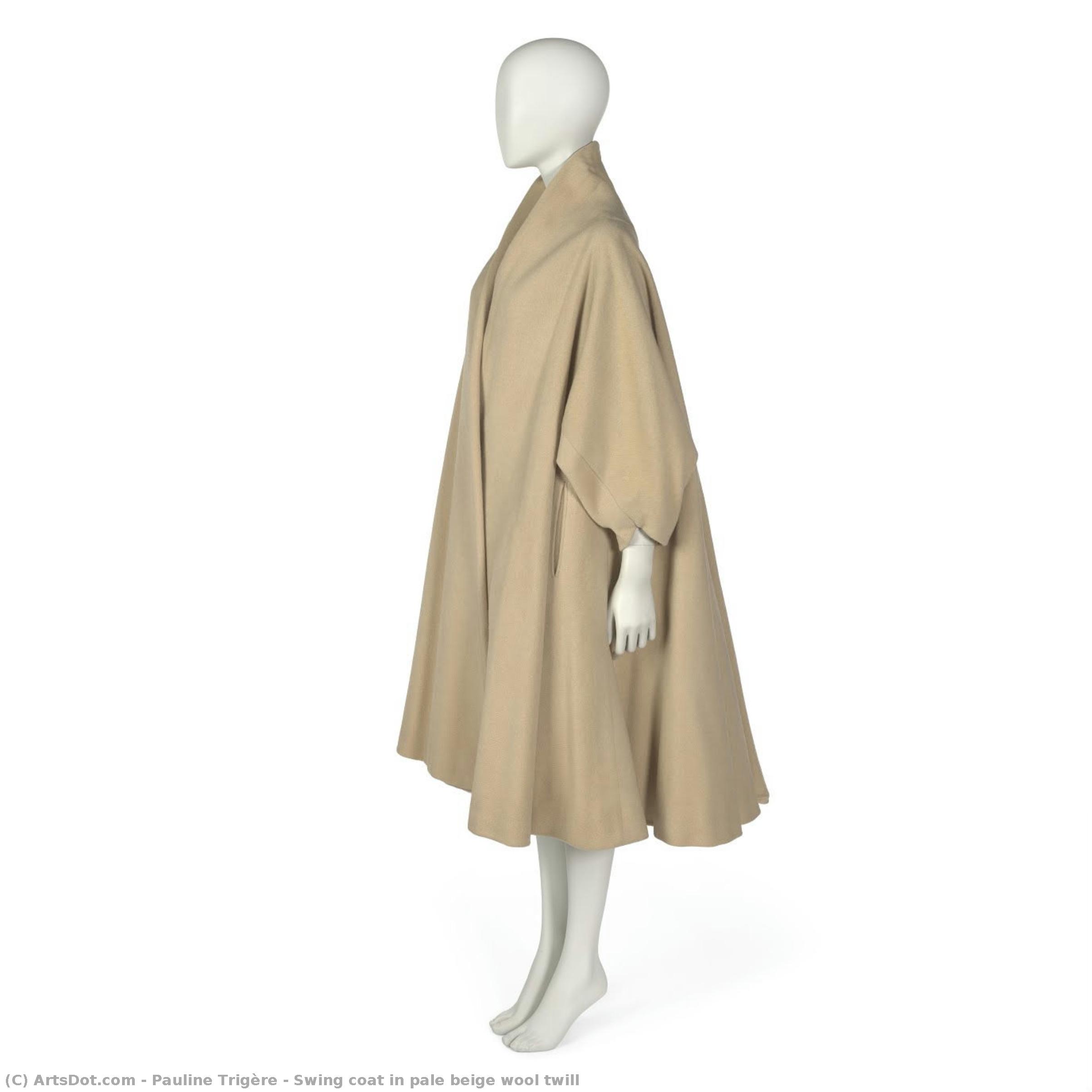 Swingmantel In Beige Wolltwill — Pauline Trigère