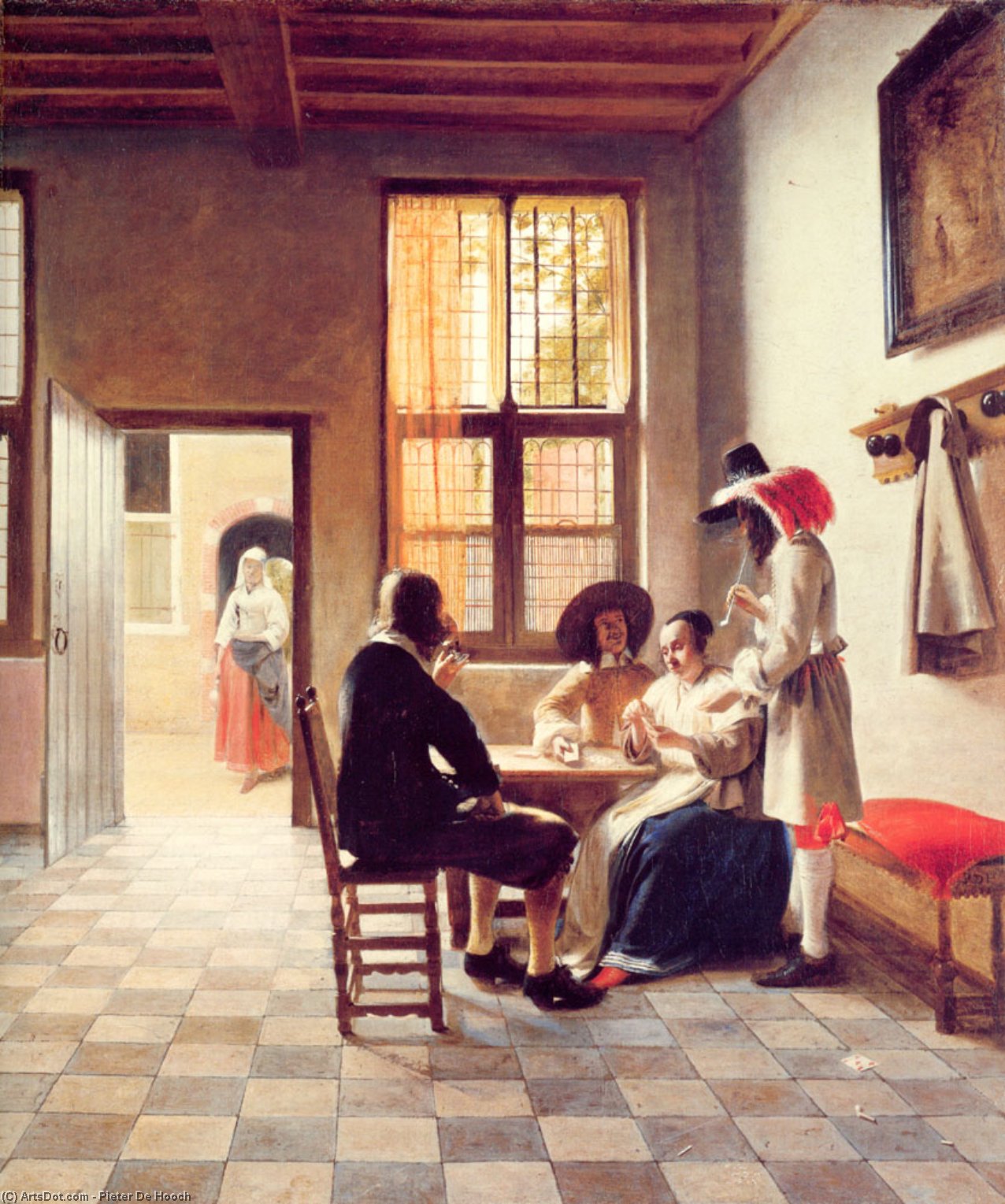 Cardplayers In A Sunlit Room — Pieter De Hooch