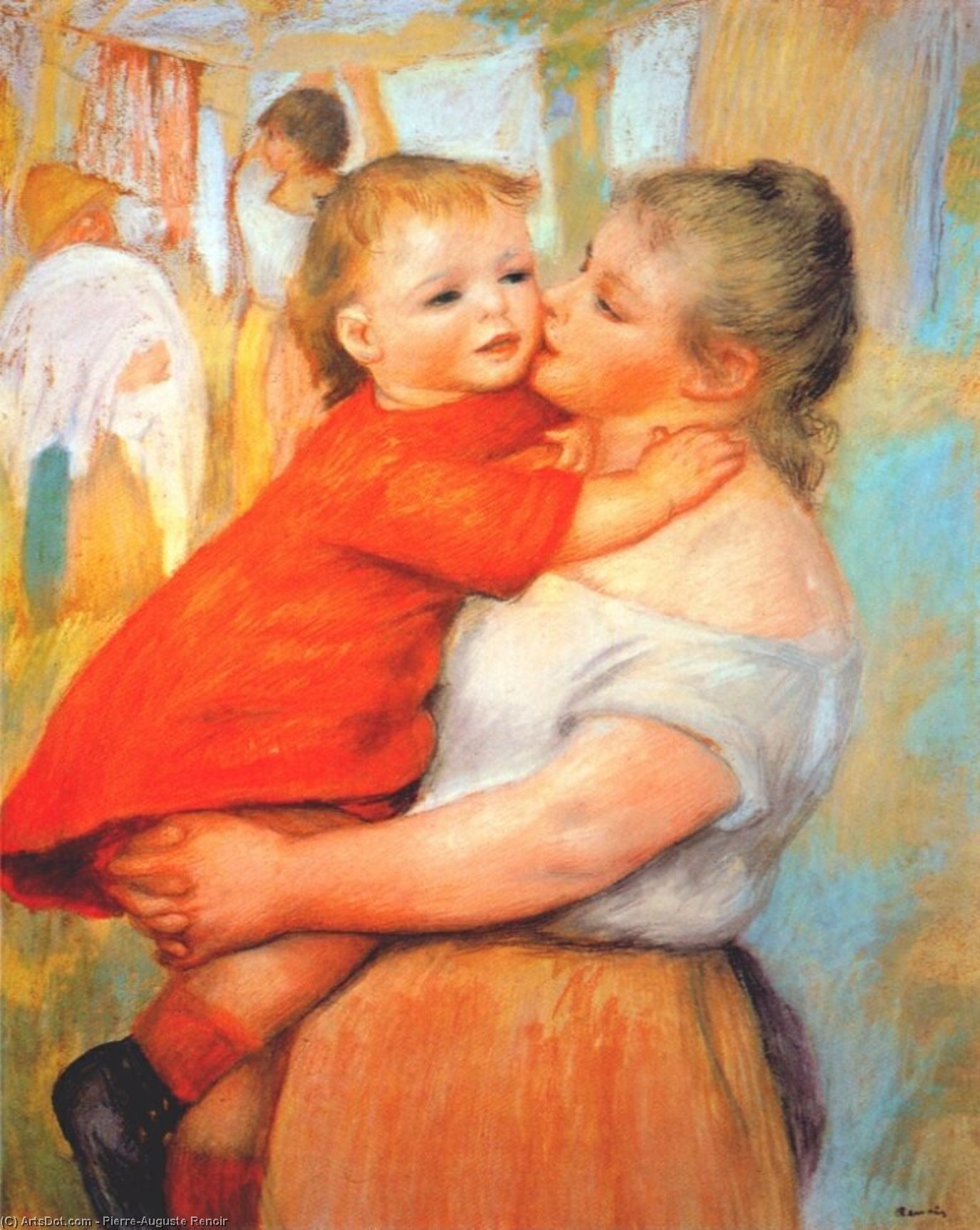 Aline And Pierre, Pastel On Paper On Wood, Clev — Pierre-auguste Renoir