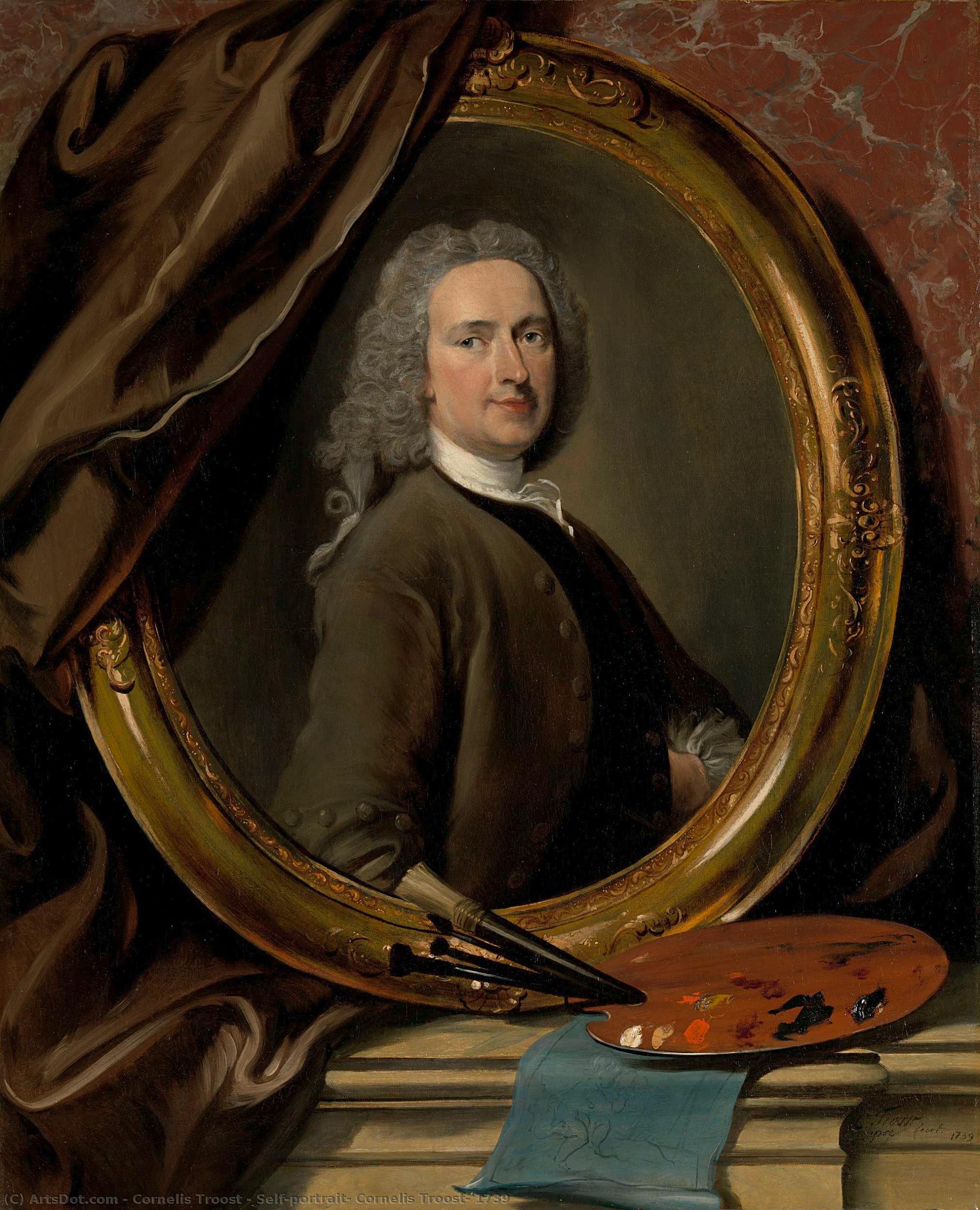 Self-portrait, Cornelis Troost, 1739 — Cornelis Troost