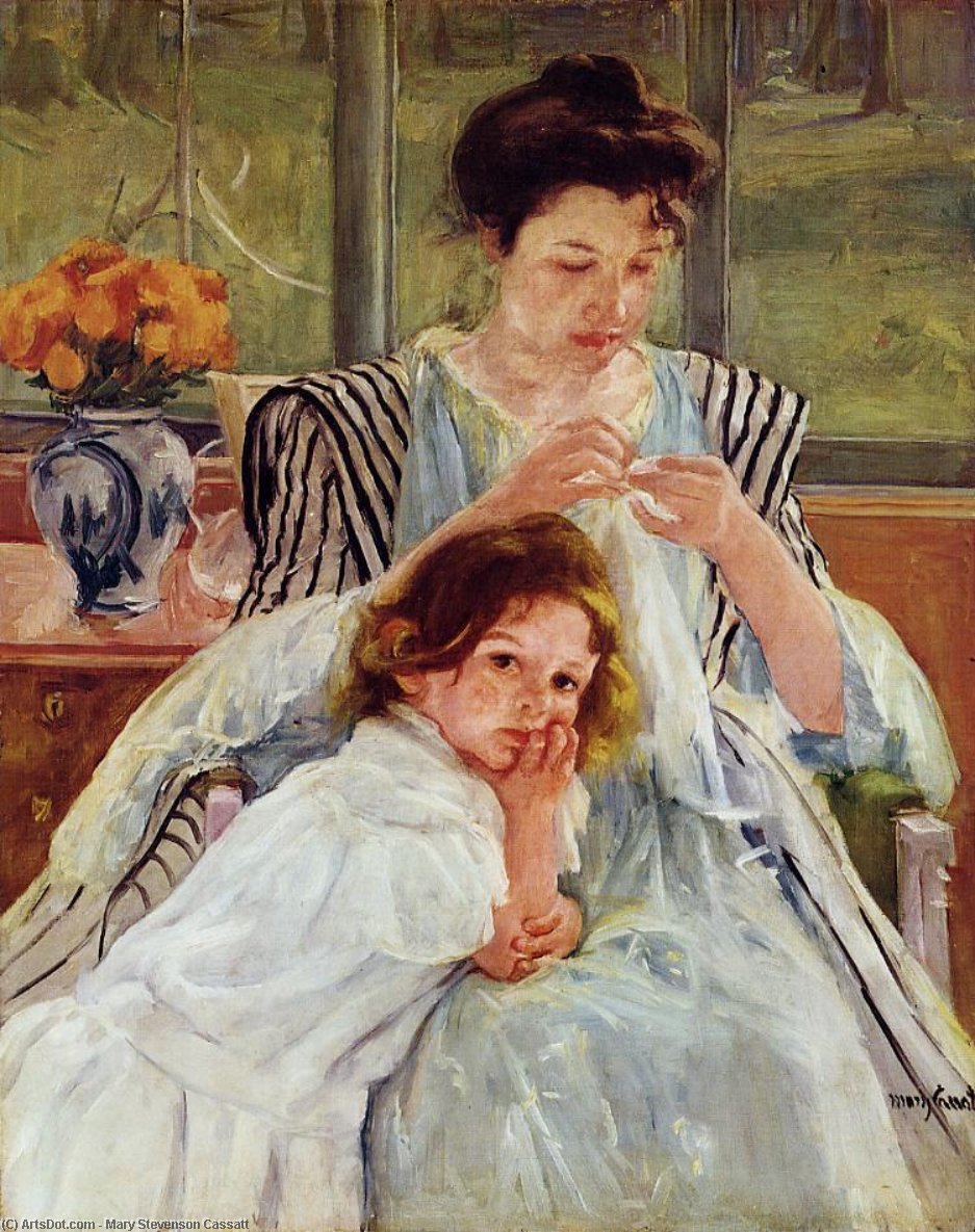 Young Mother Sewing — Mary Stevenson Cassatt