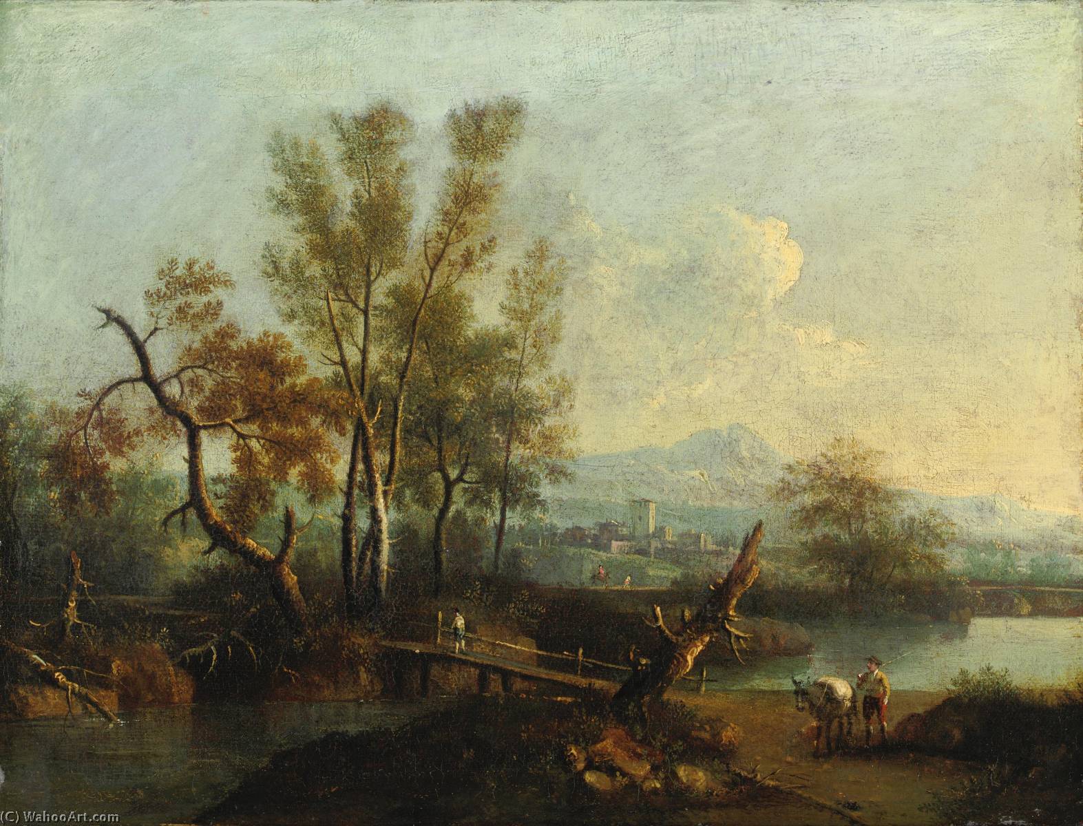 Paesaggio Fluviale Con Figure — Giovanni Battista Cimaroli