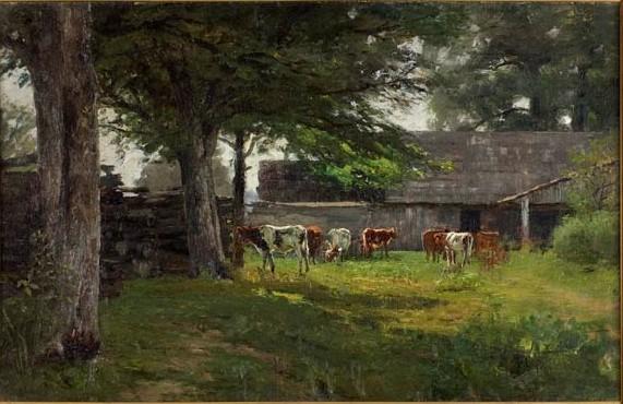 Pastoral (cows By The Barn) — Theodore Clement Steele