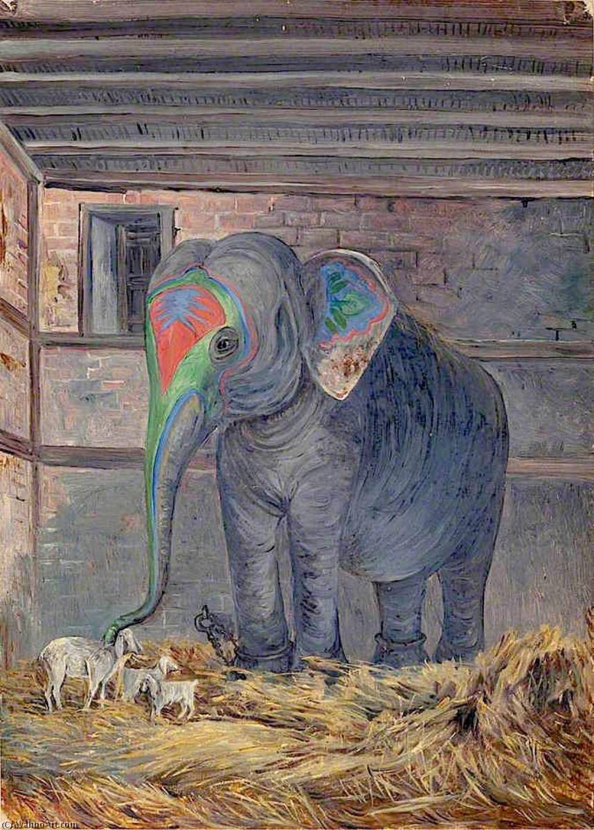 Famous Elephant With Pet Goat, Bhavnagar, Gujarat, India — Marianne North