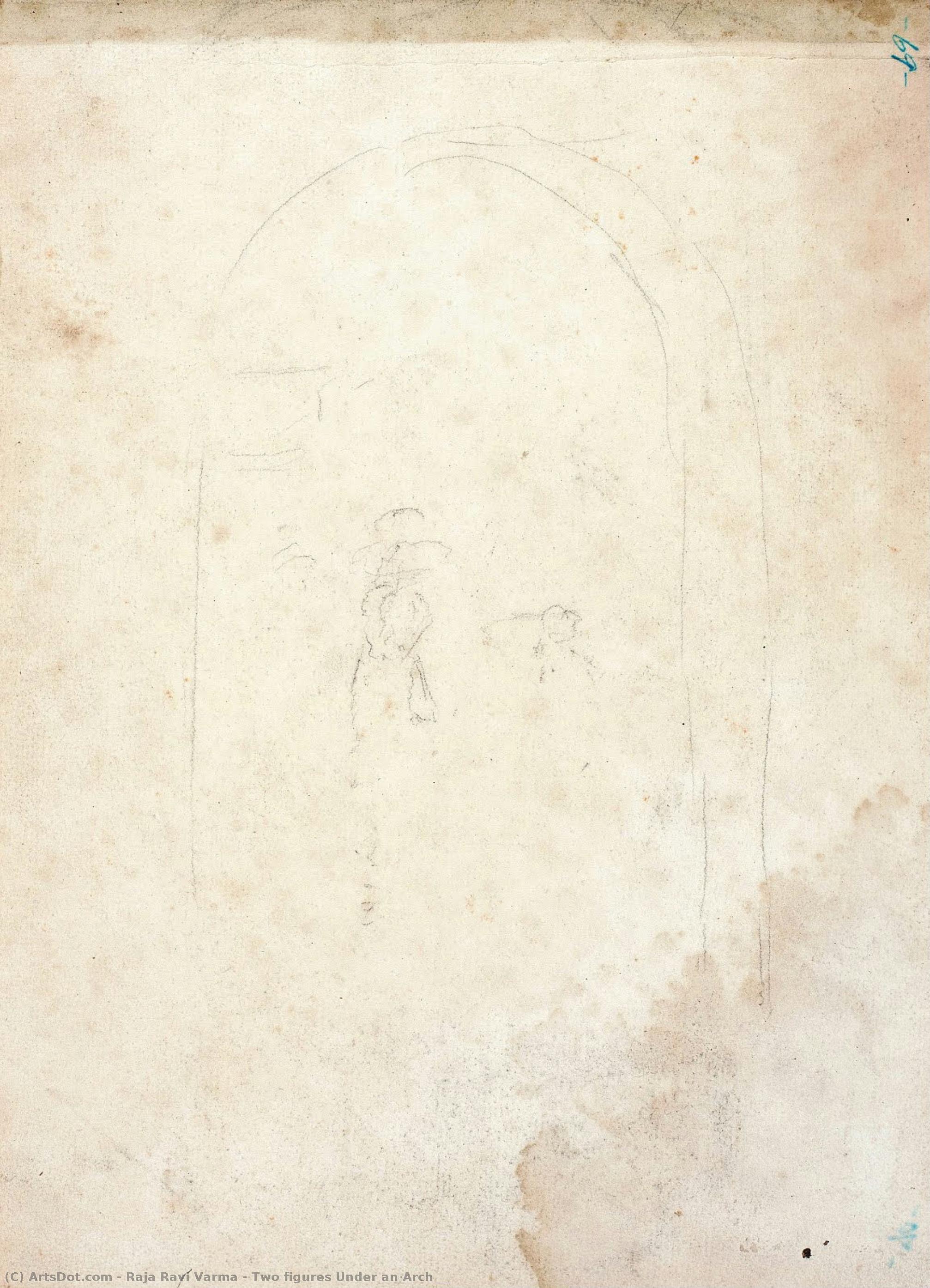 Two Figures Under An Arch — Raja Ravi Varma