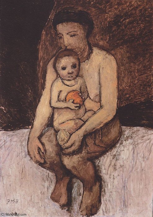 Seated Mother With Child On Her Lap — Paula Modersohn-becker