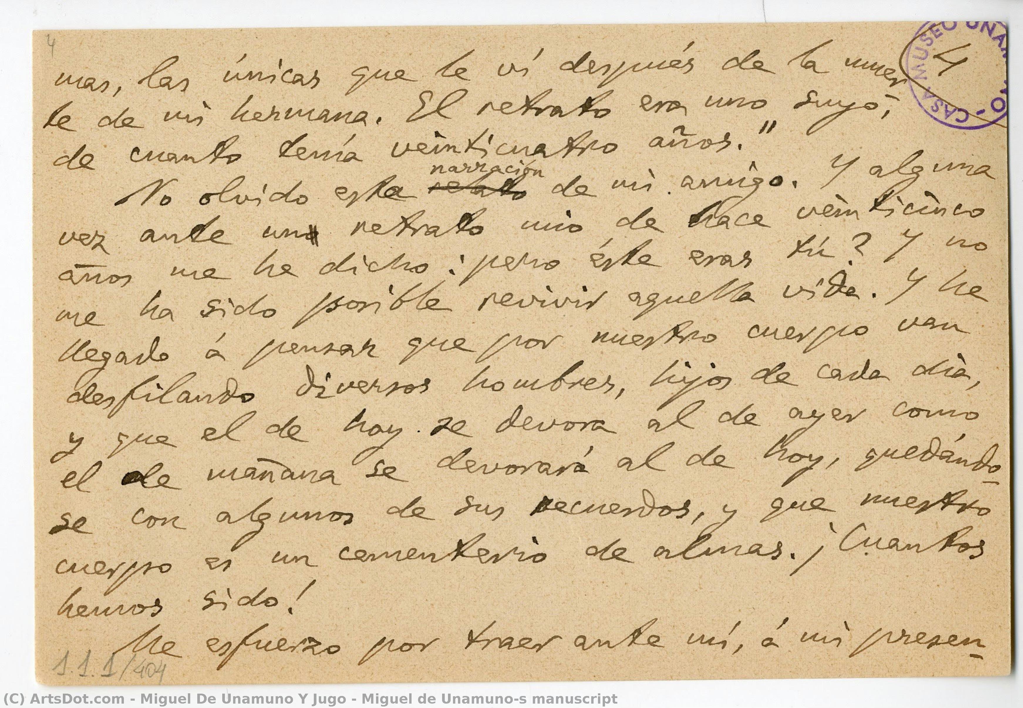 Miguel De Unamuno´s Manuscript — Miguel De Unamuno