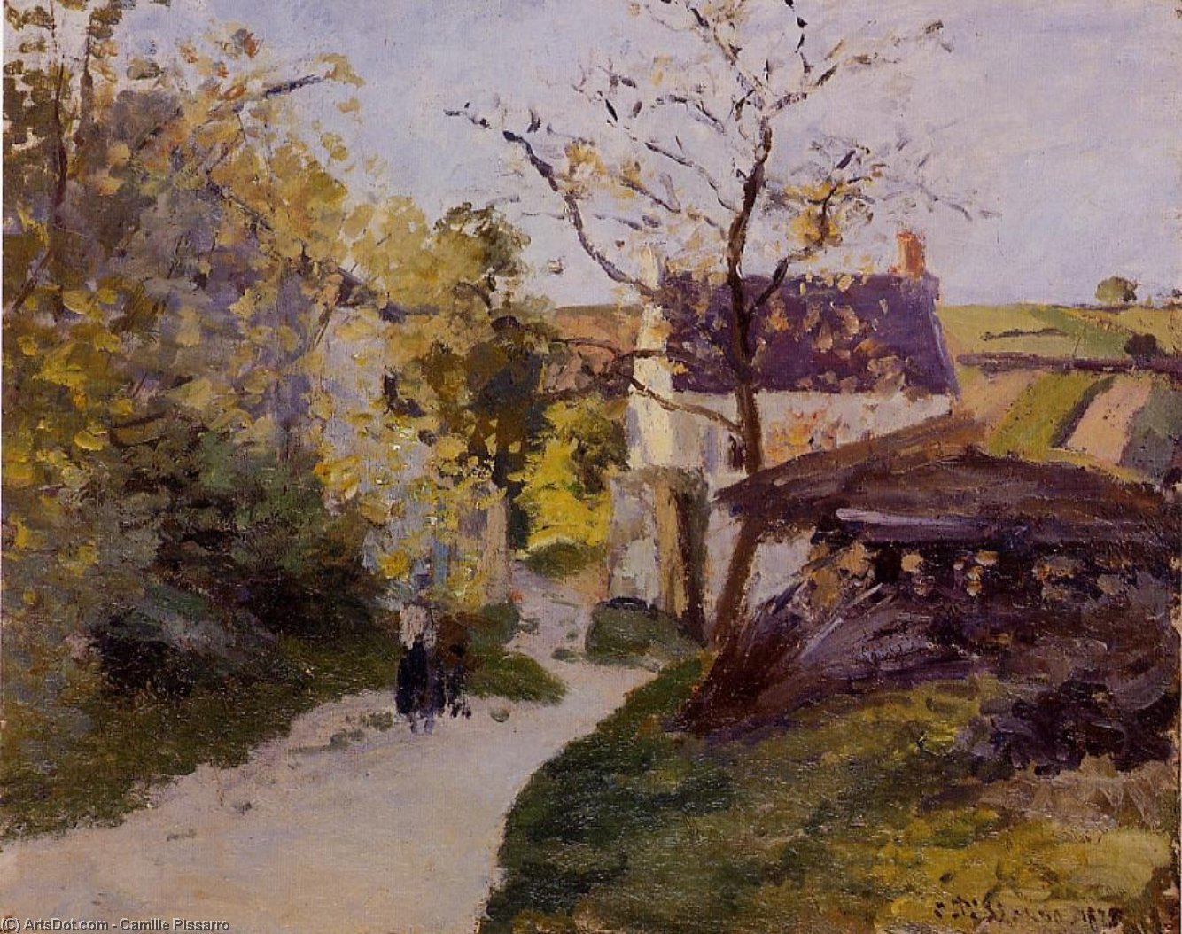 The Large Walnut Tree At Hermitage — Camille Pissarro