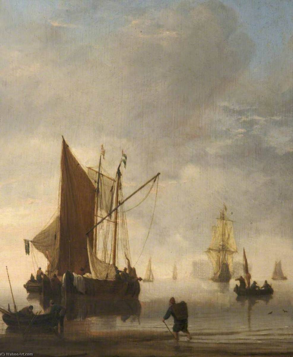 Shipping Scene A Calm — Willem Van De Velde The Elder