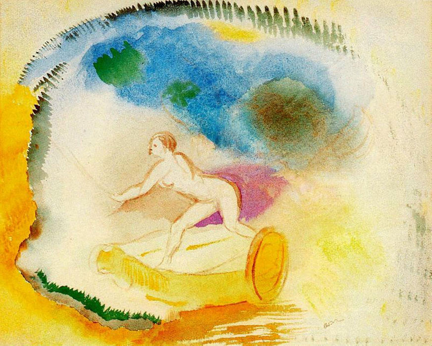 Naked Woman On A Car — Odilon Redon