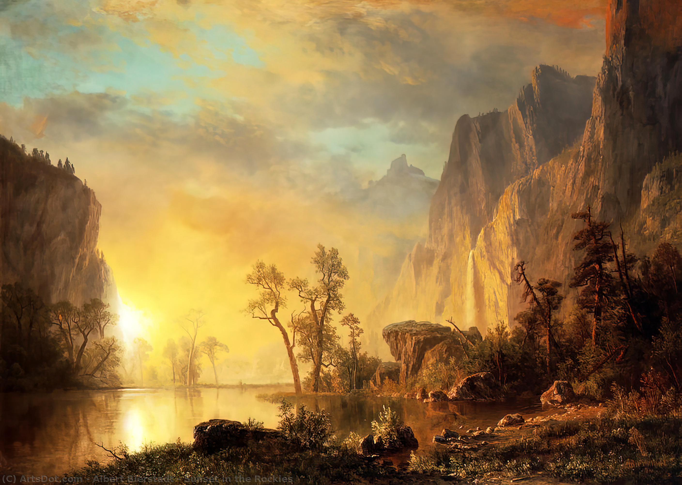Sunset In The Rockies — Albert Bierstadt