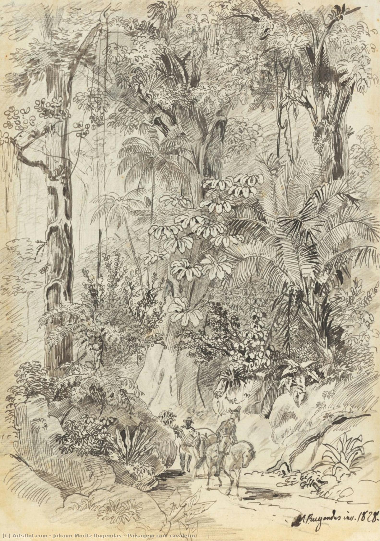 Paisagem Com Cavaleiro — Johann Moritz Rugendas