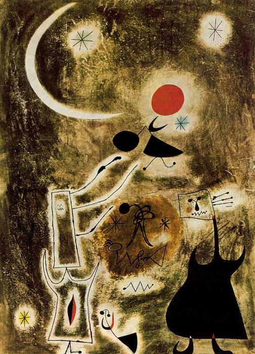 Mujer Y Pájaro Ante El Sol — Joan Miró