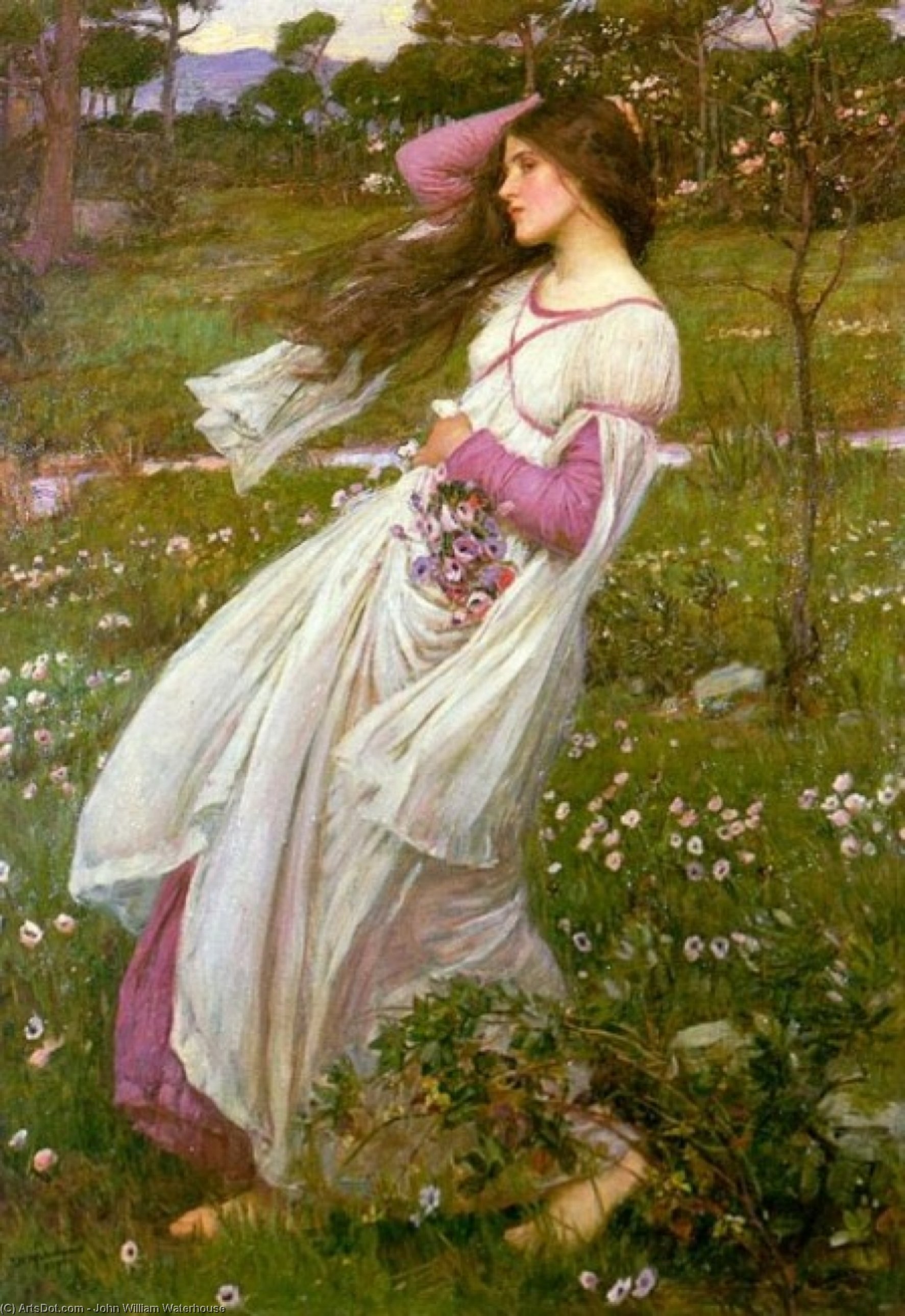 Windflowers (windswept) — John William Waterhouse