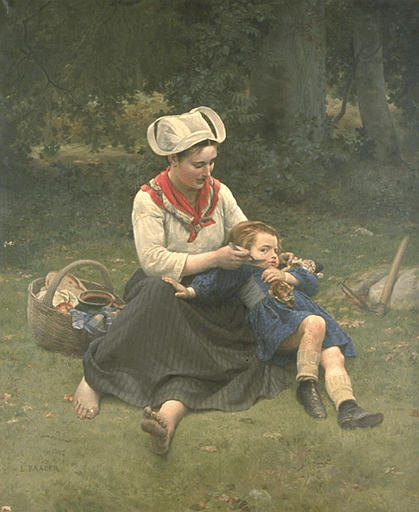 L'heure Du Gouter Bretonne Racontant Une Histoire A Son Enfant — Louis Marie Baader