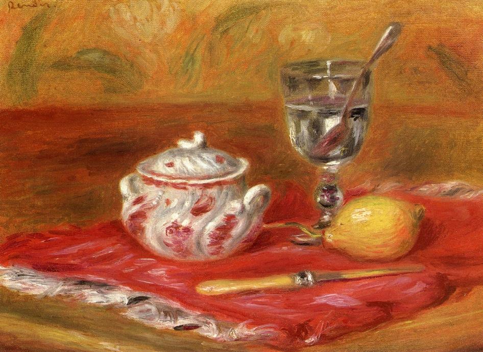 Still Life With Glass And Lemon — Pierre-auguste Renoir
