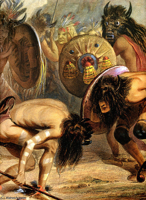 Bison-dance, Mandan Indians — Karl Bodmer