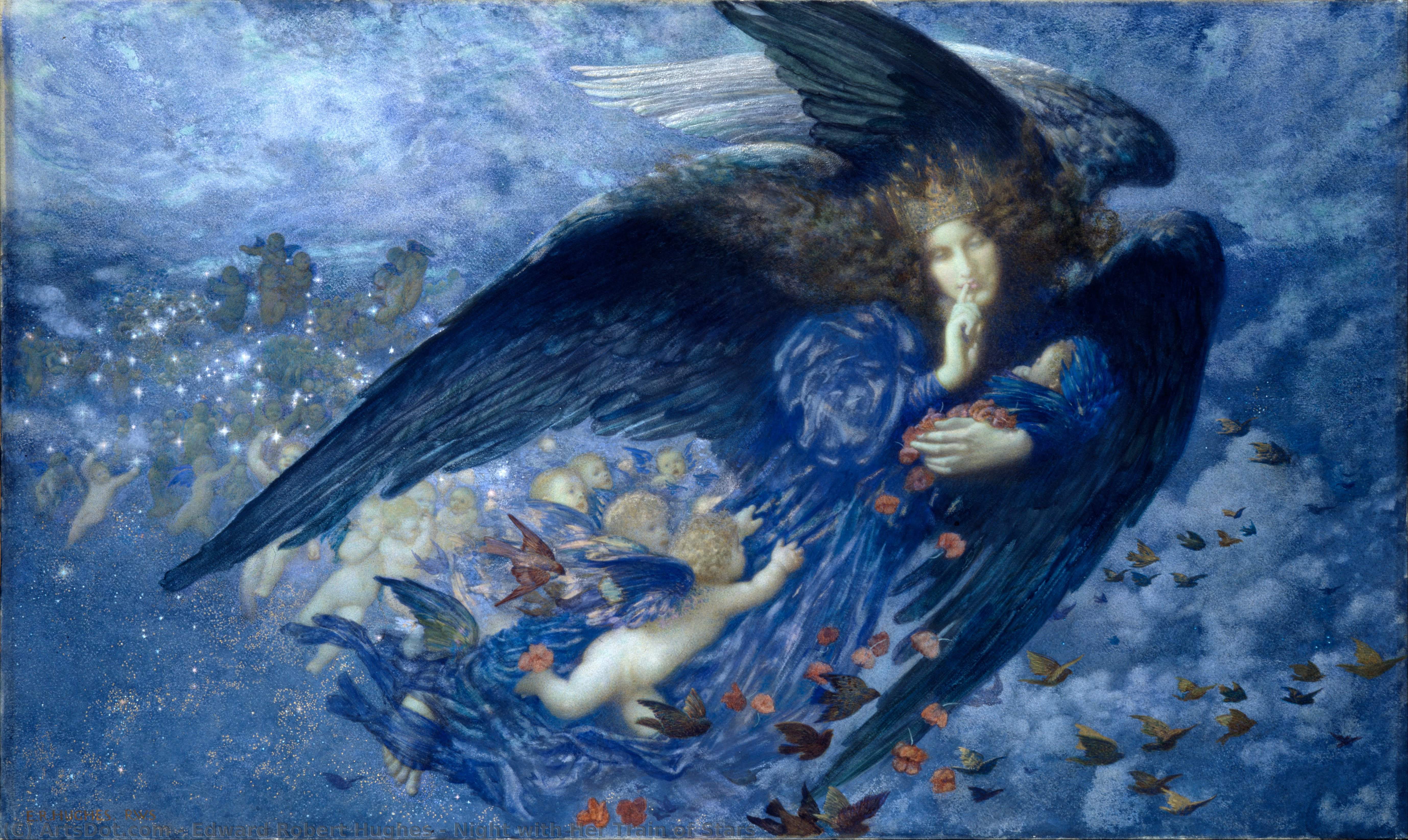 Night With Her Train Of Stars — Edward Robert Hughes