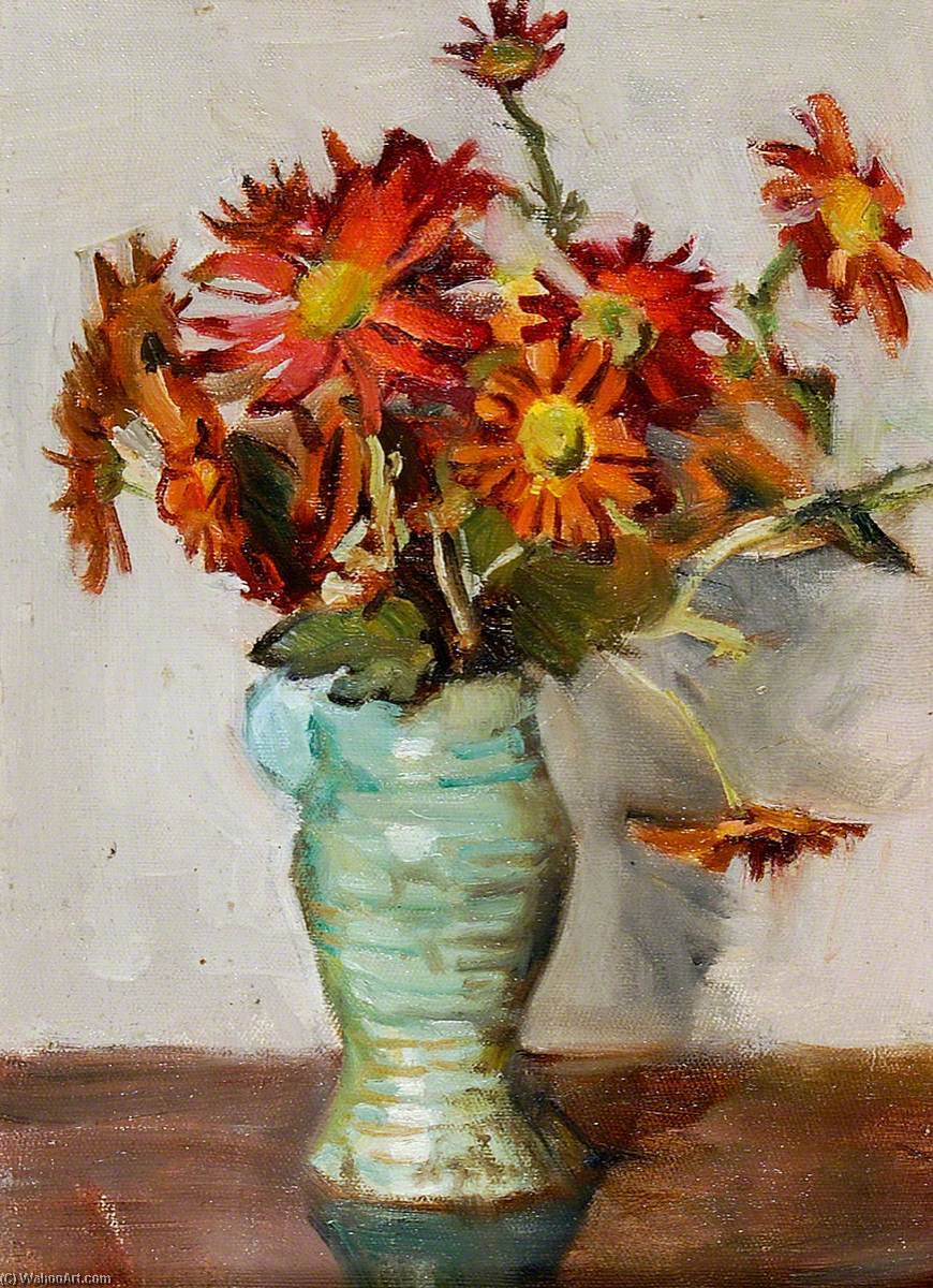 Asters In A Green Vase — Rose Mead