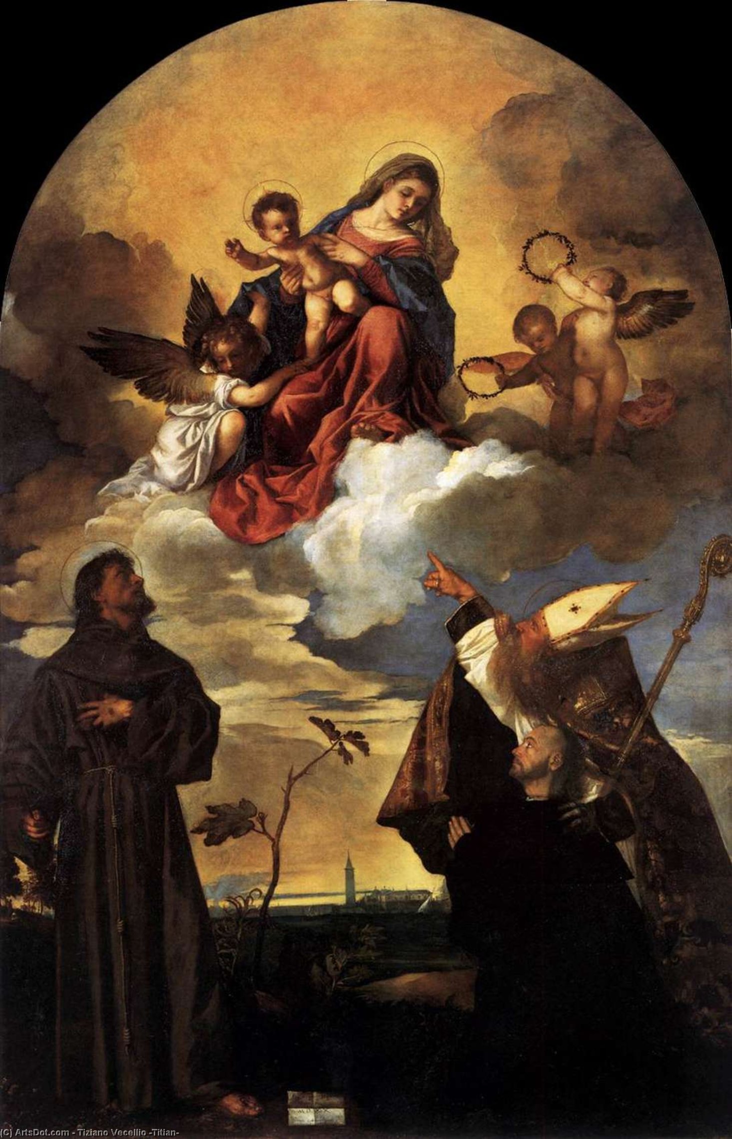 Madonna In Glory With The Christ Child And Sts Francis And Alvise With The Donor — Titian