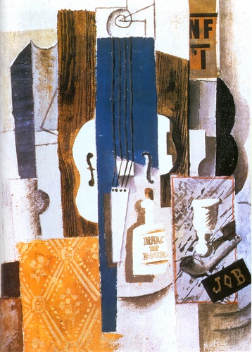Violin, Bottle, And Glass — Pablo Picasso