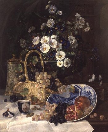Still Life With Flowers And Fruit — Eugene Henri Cauchois