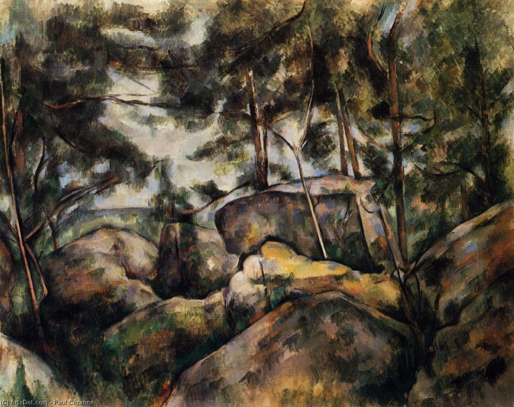 Rocks At Fountainebleau — Paul Cézanne