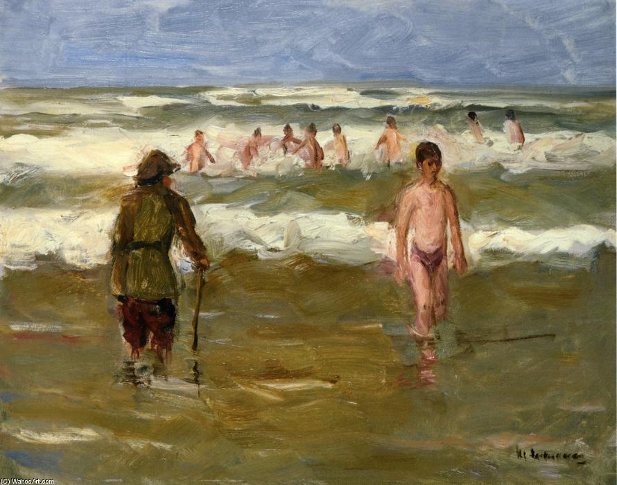 Boys Bathing With Beach Warden — Max Liebermann