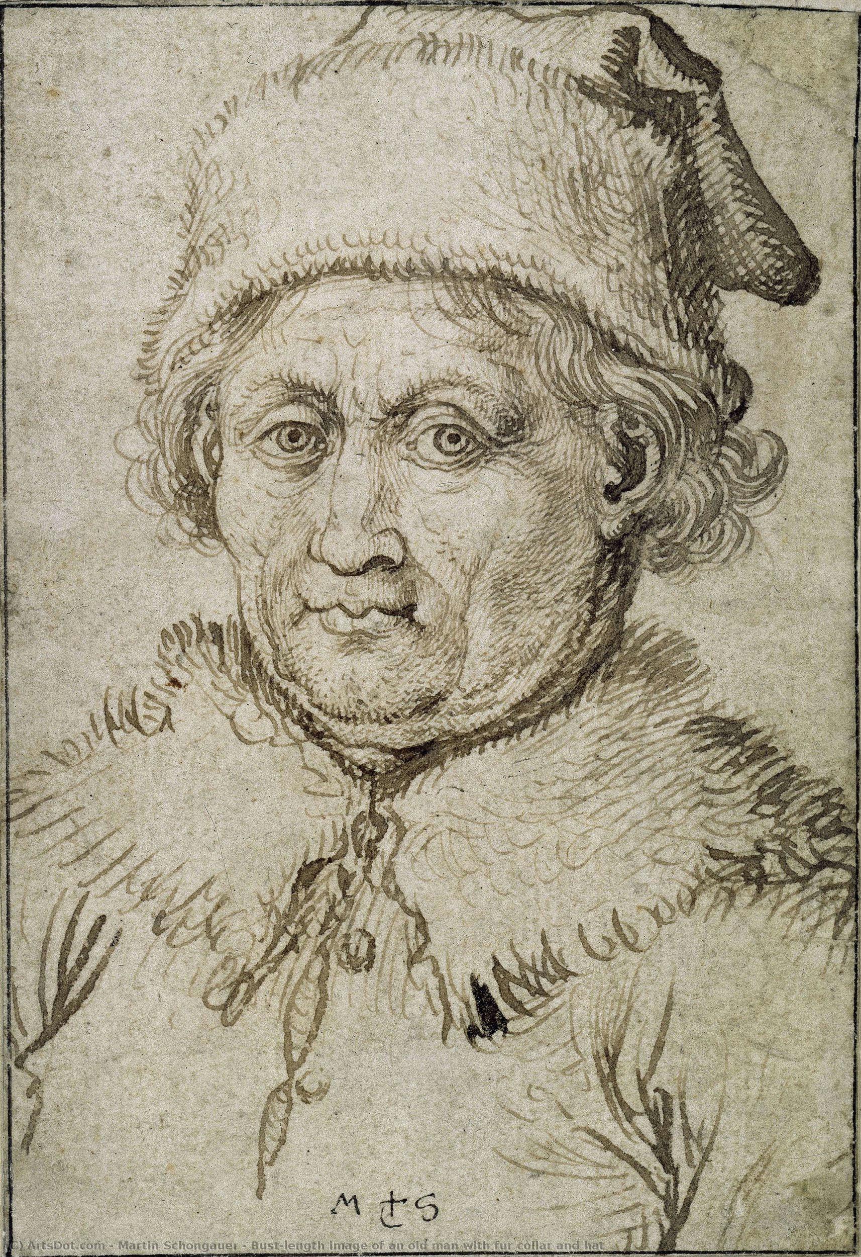 Bust-length Image Of An Old Man With Fur Collar And Hat — Martin Schongauer