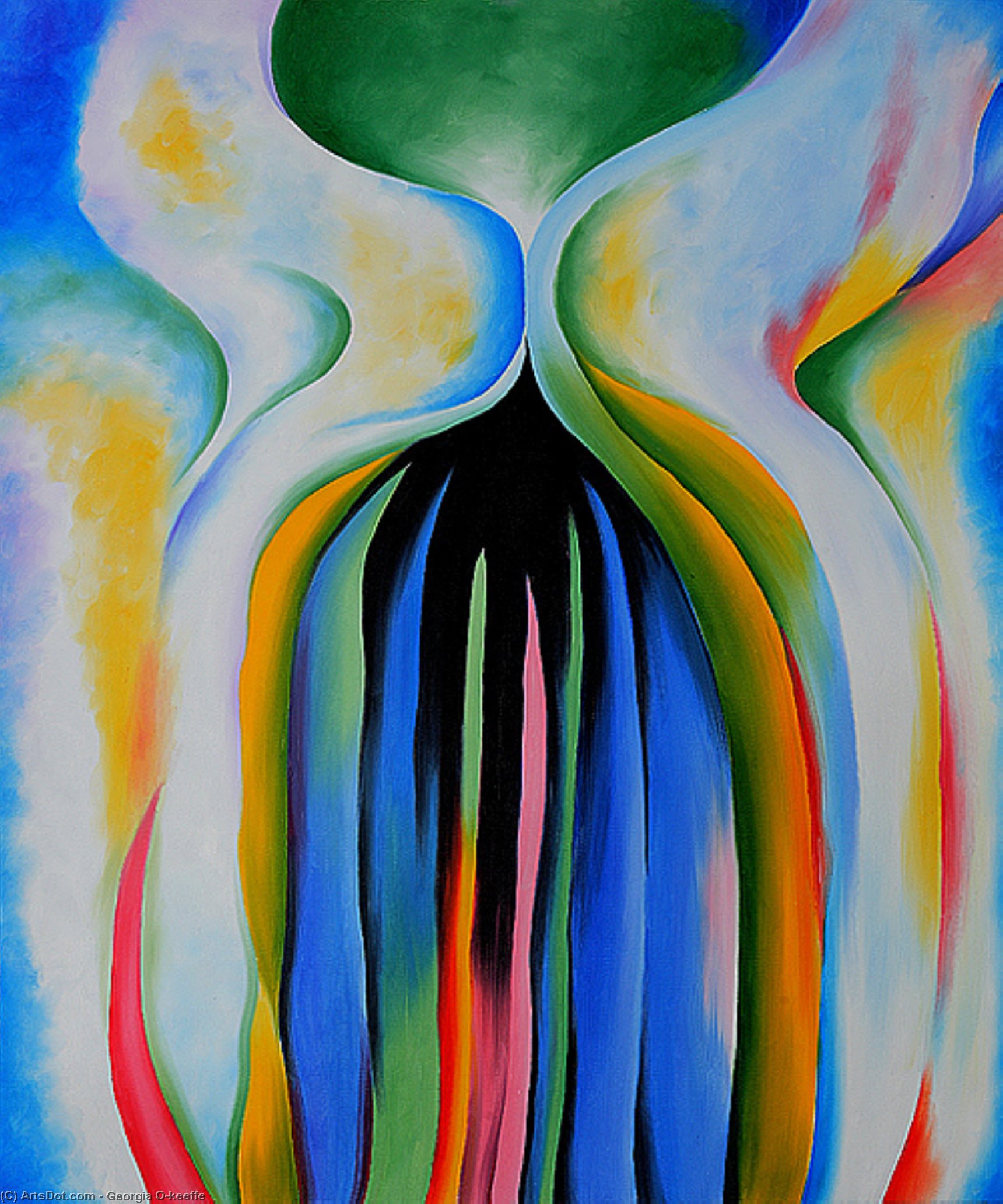 Gray Line With Black, Blue, And Yellow — Georgia O'keeffe