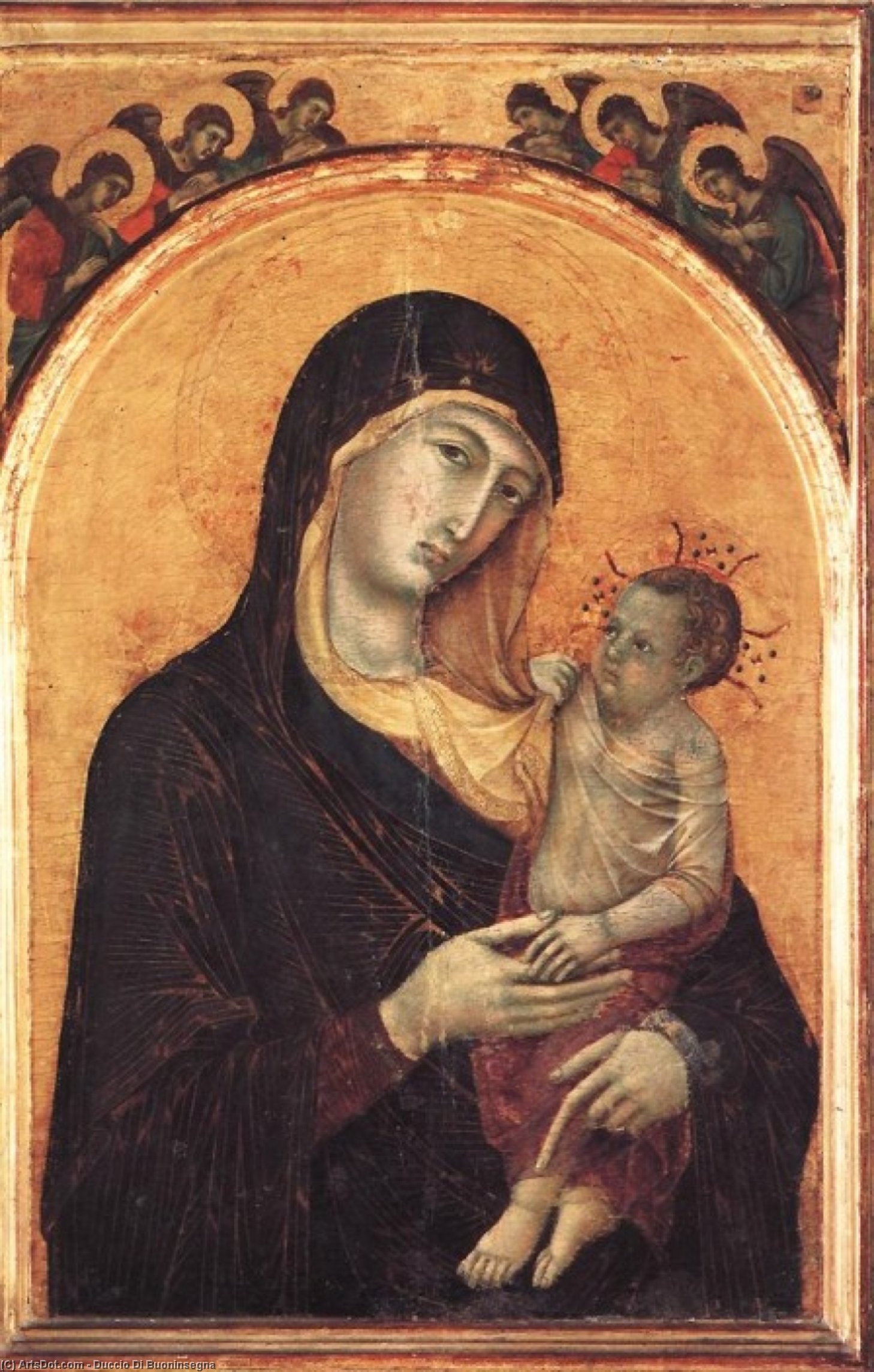 Madonna And Child With Six Angels — Duccio Di Buoninsegna