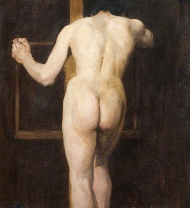 Male Nude Holding An Easel — Albert Ranney Chewett