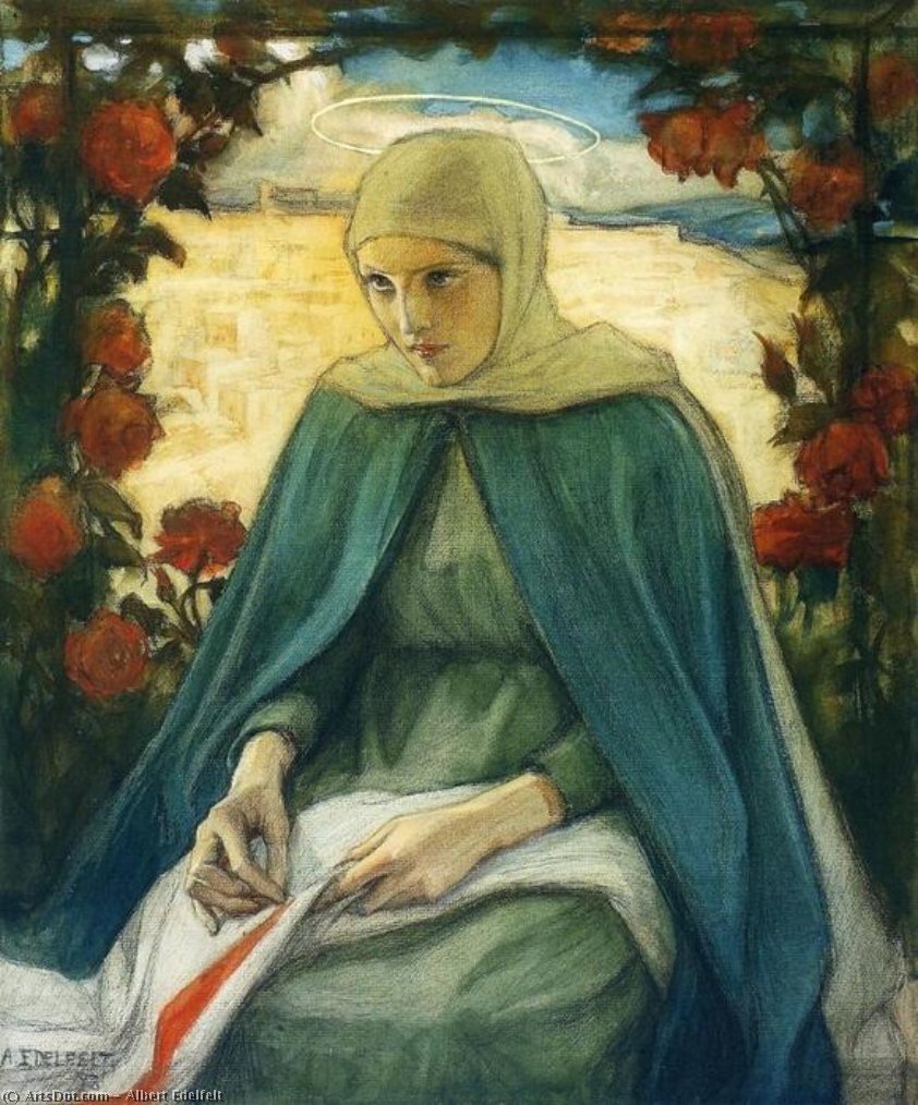 The Virgin Mary In The Rose Garden — Albert Edelfelt