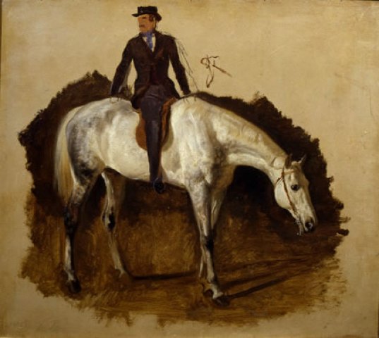 Cavallo Bianco Da Caccia E Cavaliere — Filippo Palizzi
