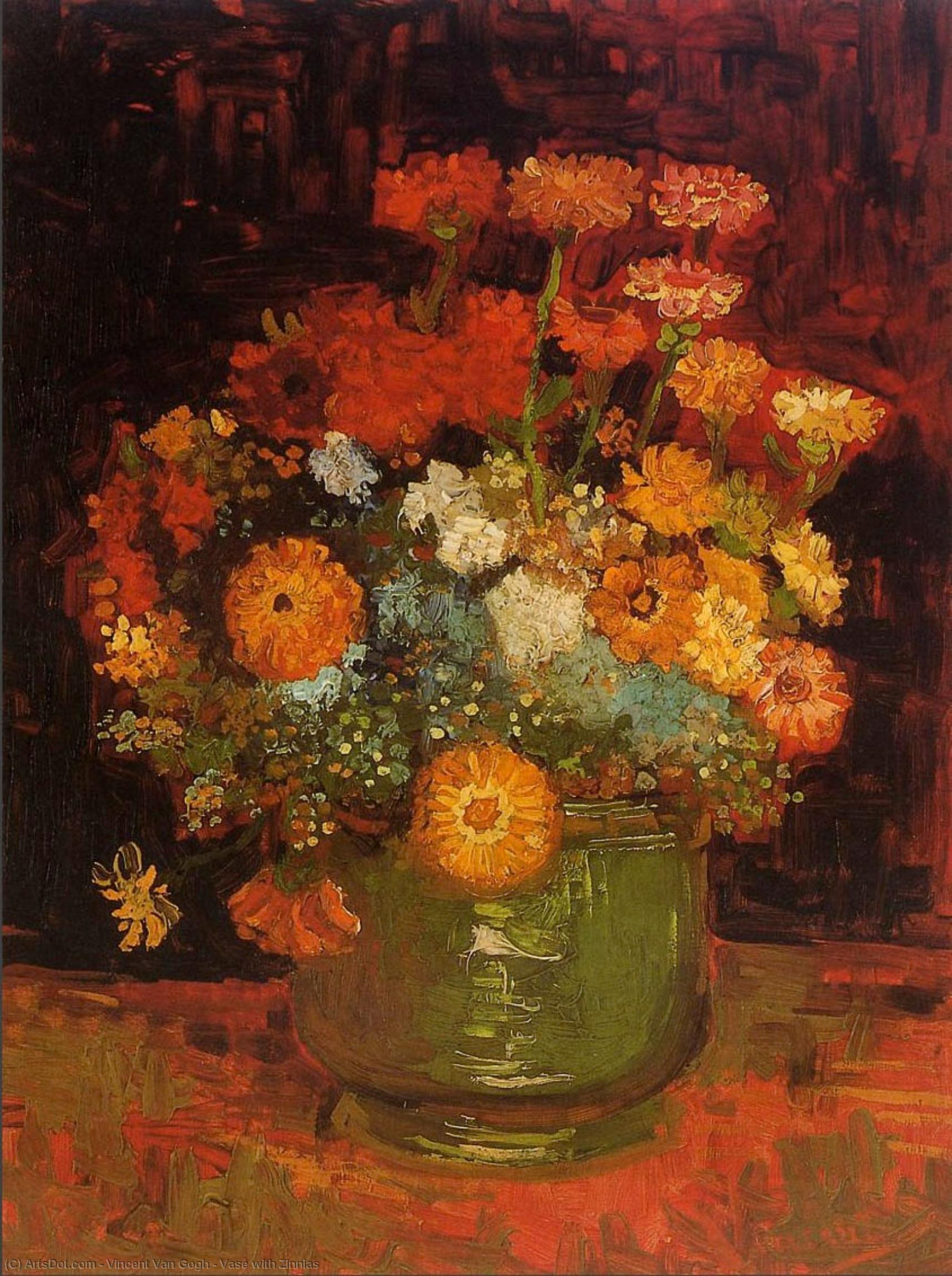 Vase With Zinnias — Vincent Willem Van Gogh
