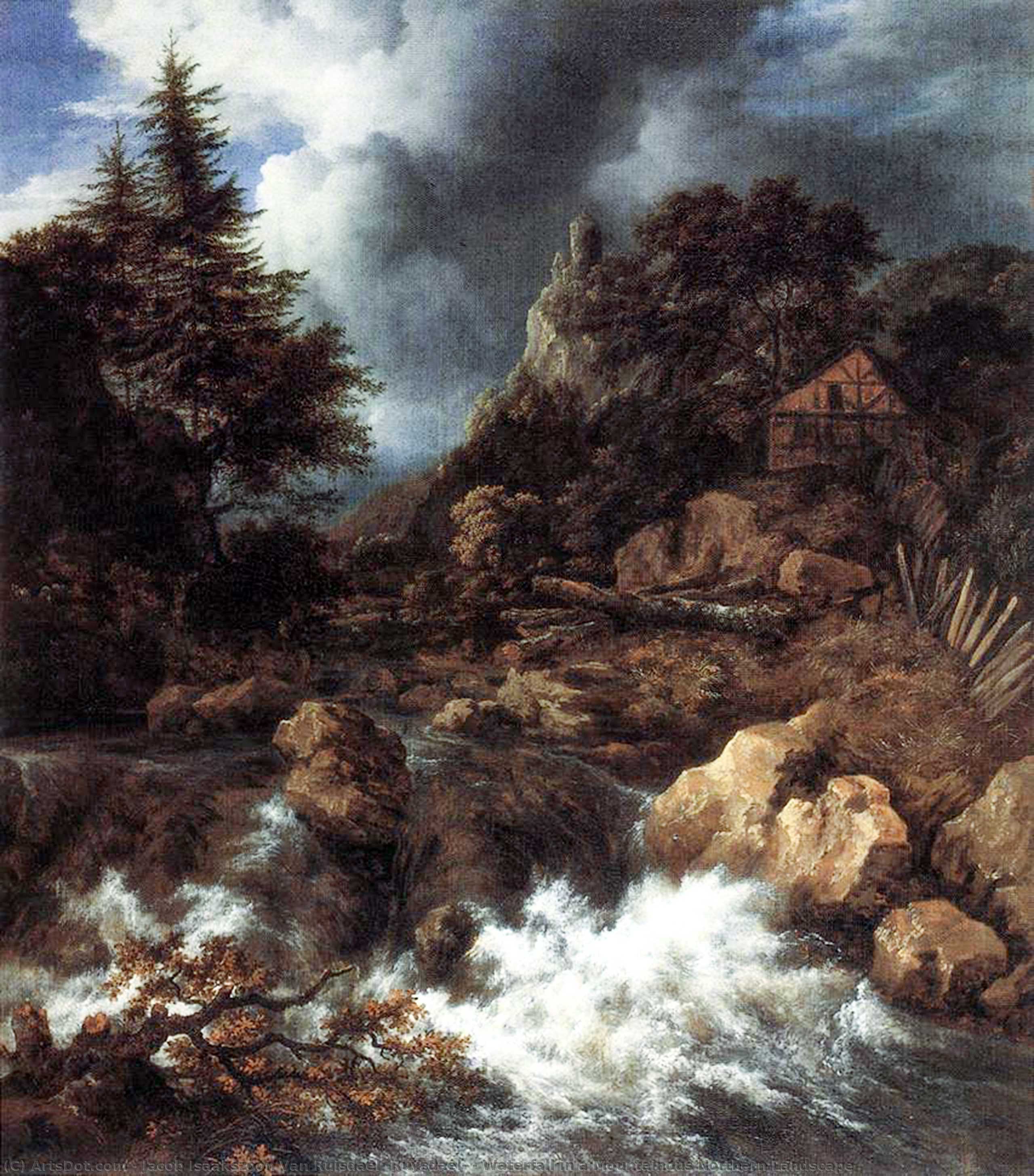 Waterfall In A Mountainous Northern Landscape — Jacob Isaackszoon Van Ruisdael