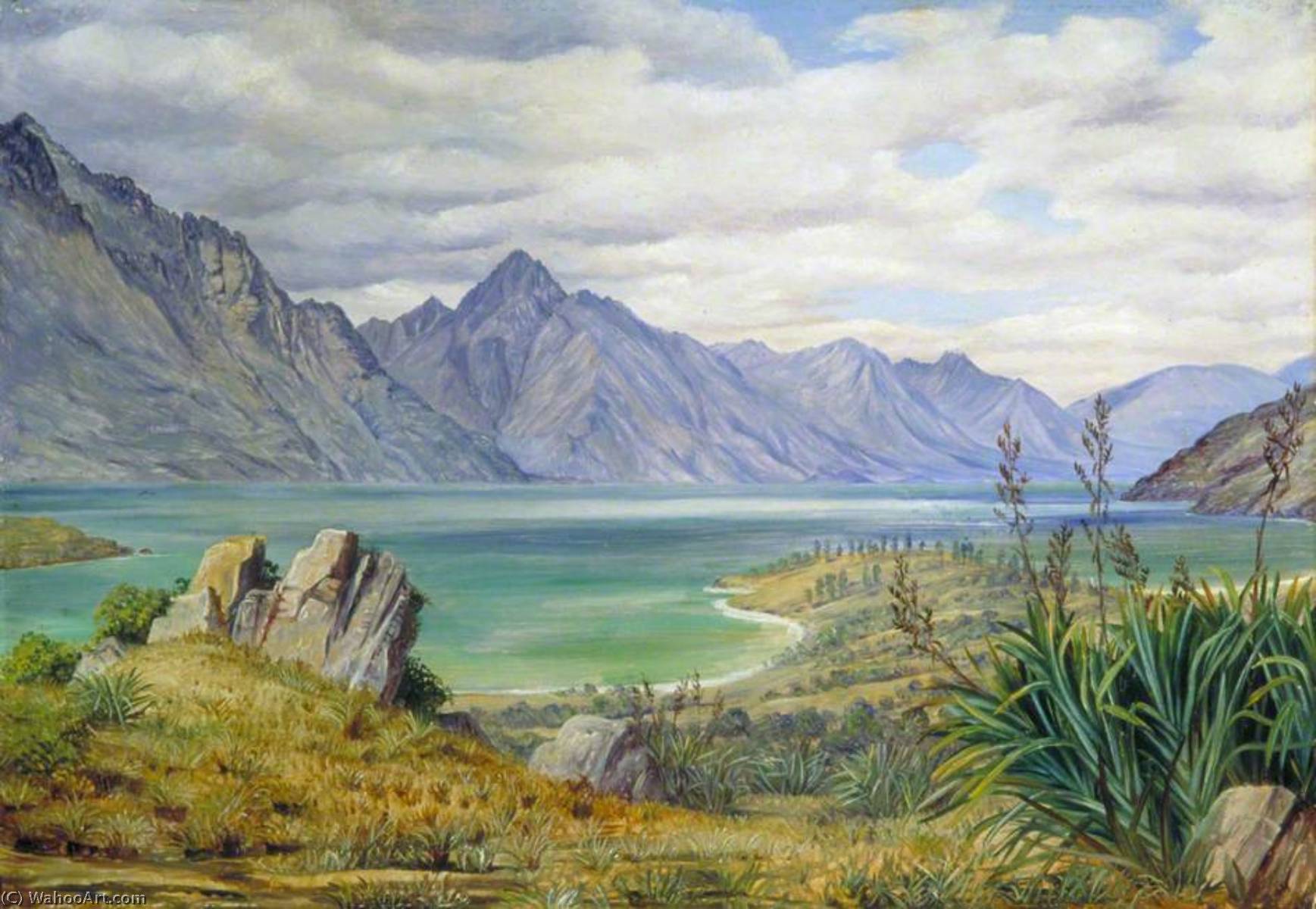 View Of Lake Wakatipe, New Zealand (lake Wakatipu) — Marianne North