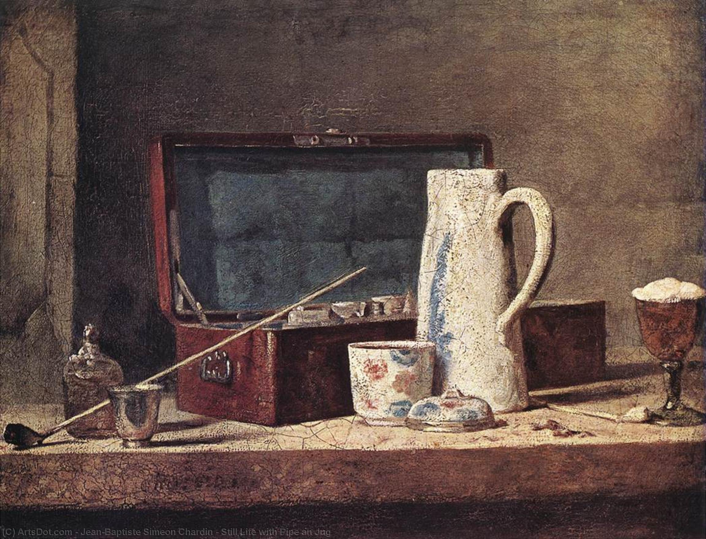 Still Life With Pipe An Jug — Jean-baptiste-siméon Chardin