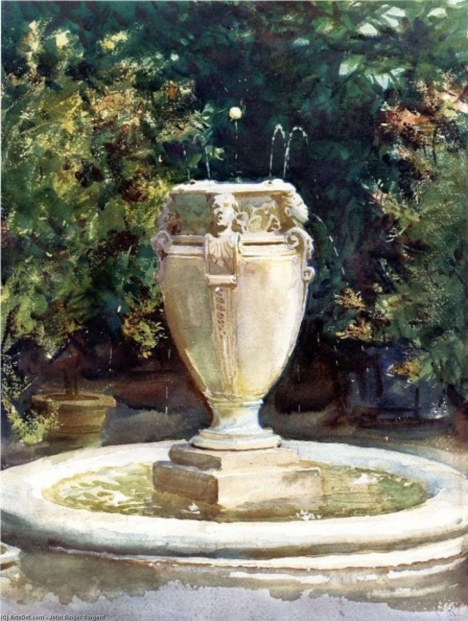 Vase Fountain, Pocantico — John Singer Sargent