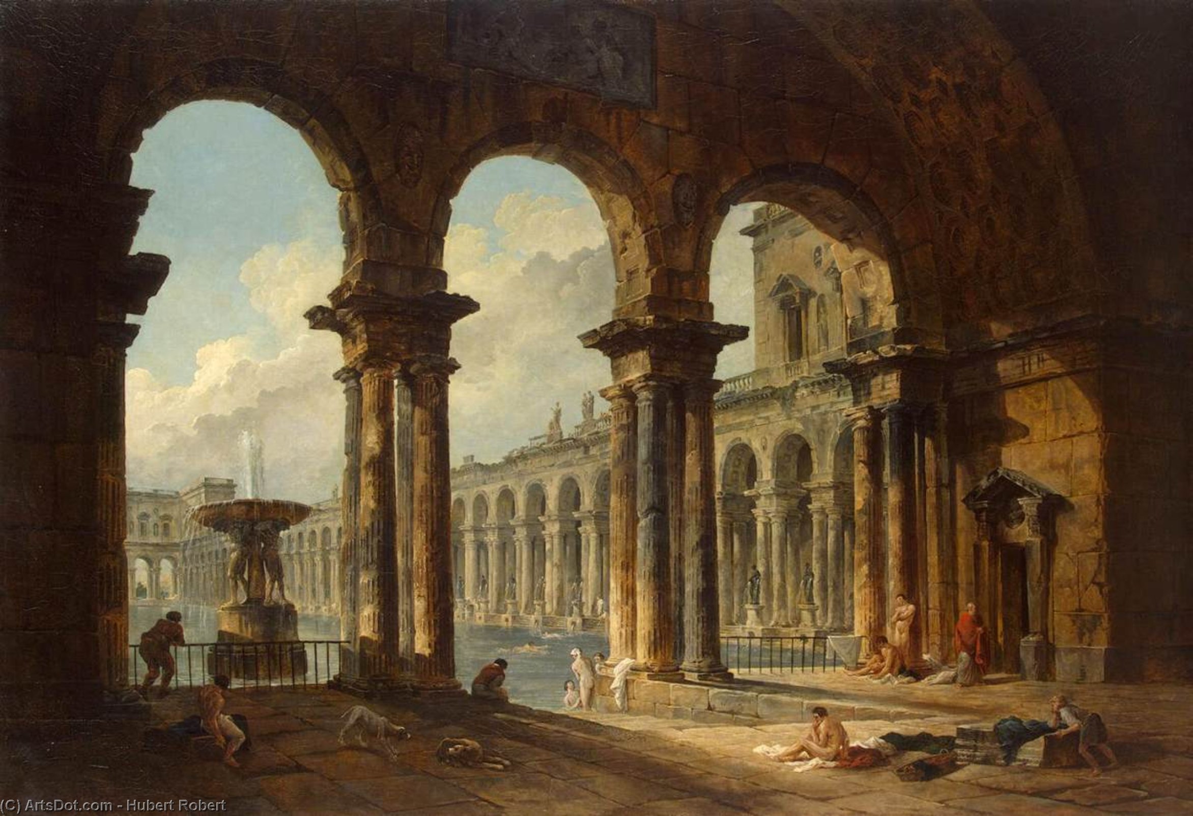 Ancient Ruins Used As Public Baths — Hubert Robert