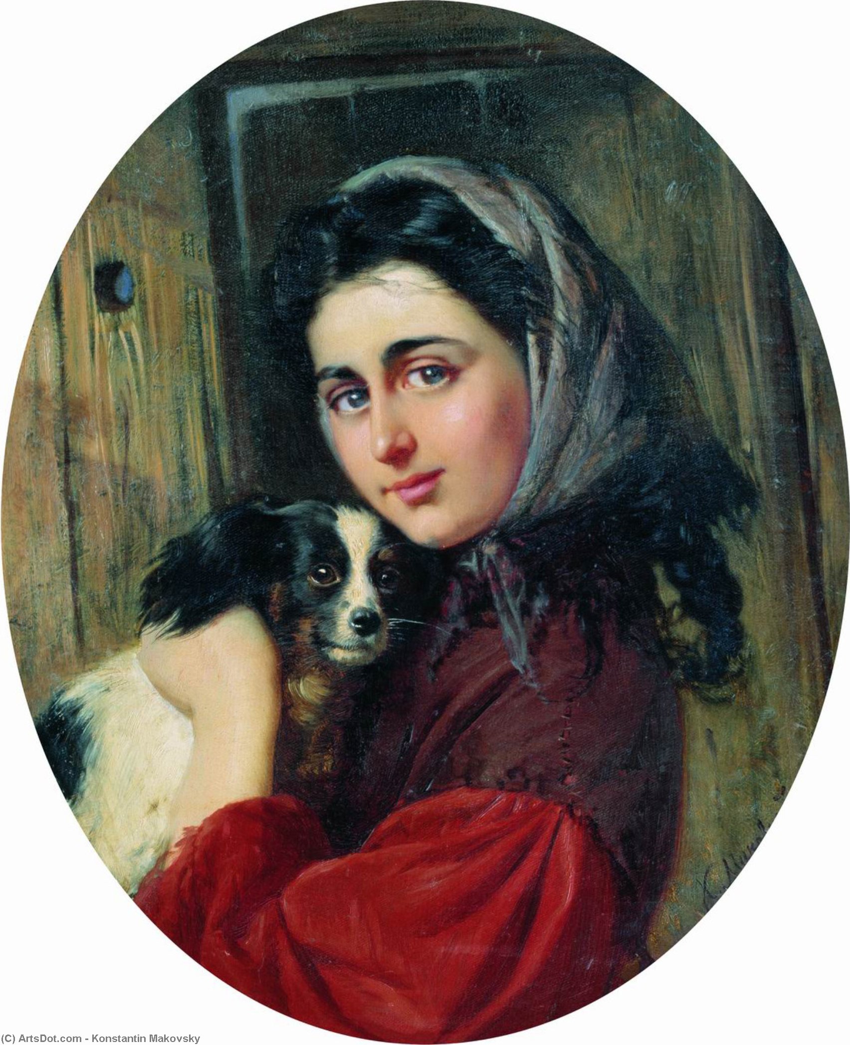 Girl With Dog — Konstantin Yegorovich Makovsky