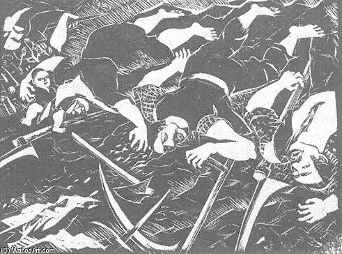 Dózsa-series Xia. Slaughtered Peasants — Gyula Derkovits